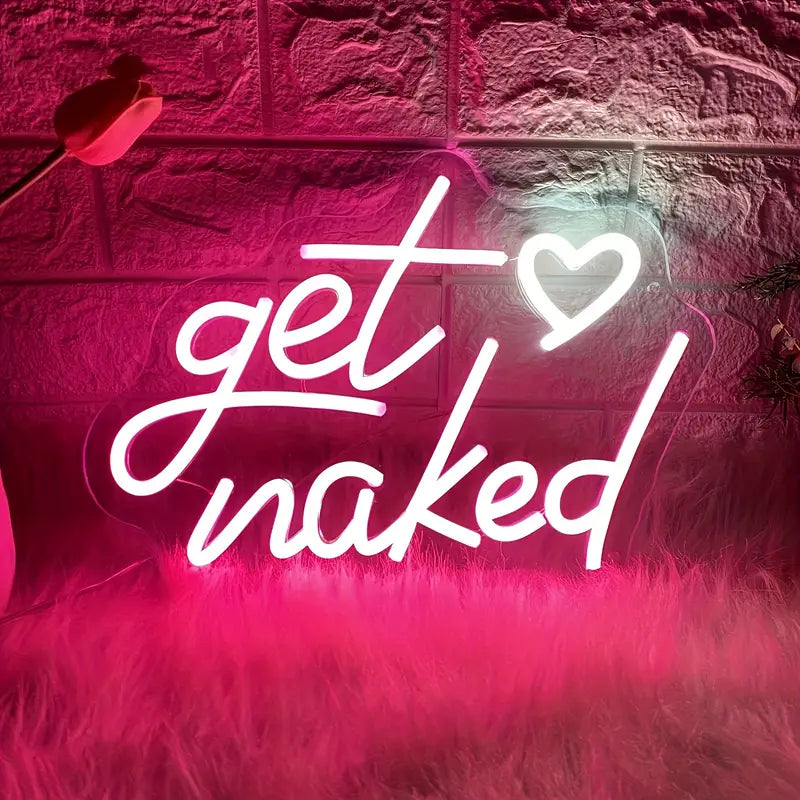 Get Naked LED Neon Sign – USB Powered Wall Decor for Bathrooms, Bars, Weddings & Parties
