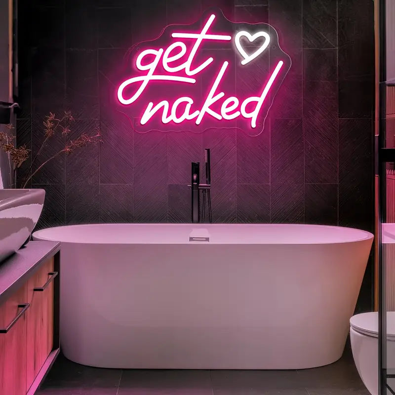 Get Naked LED Neon Sign – USB Powered Wall Decor for Bathrooms, Bars, Weddings & Parties