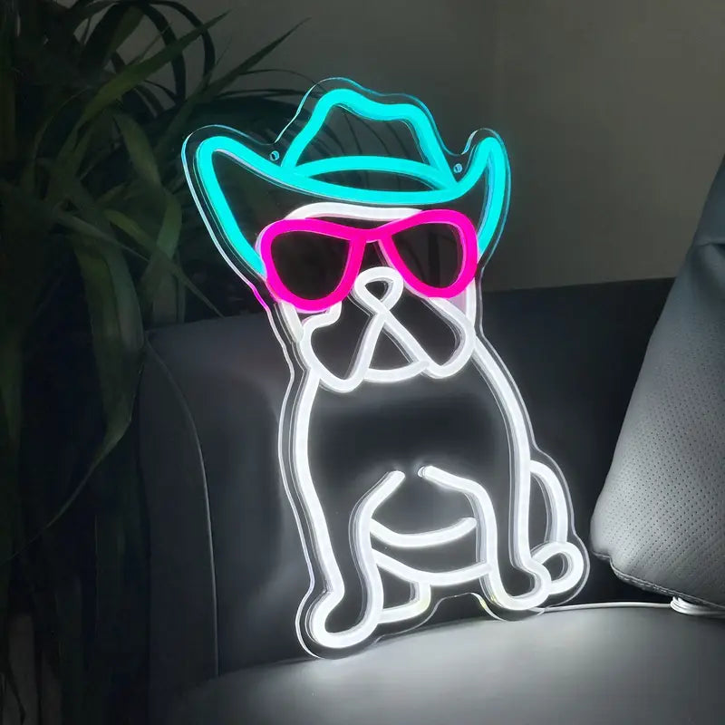 Adorable Barking Puppy LED Neon Sign – Colorful USB Night Light for Pet Lovers