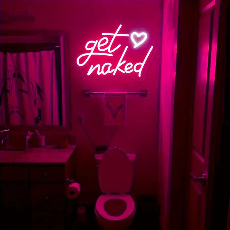 Get Naked LED Neon Sign – USB Powered Wall Decor for Bathrooms, Bars, Weddings & Parties