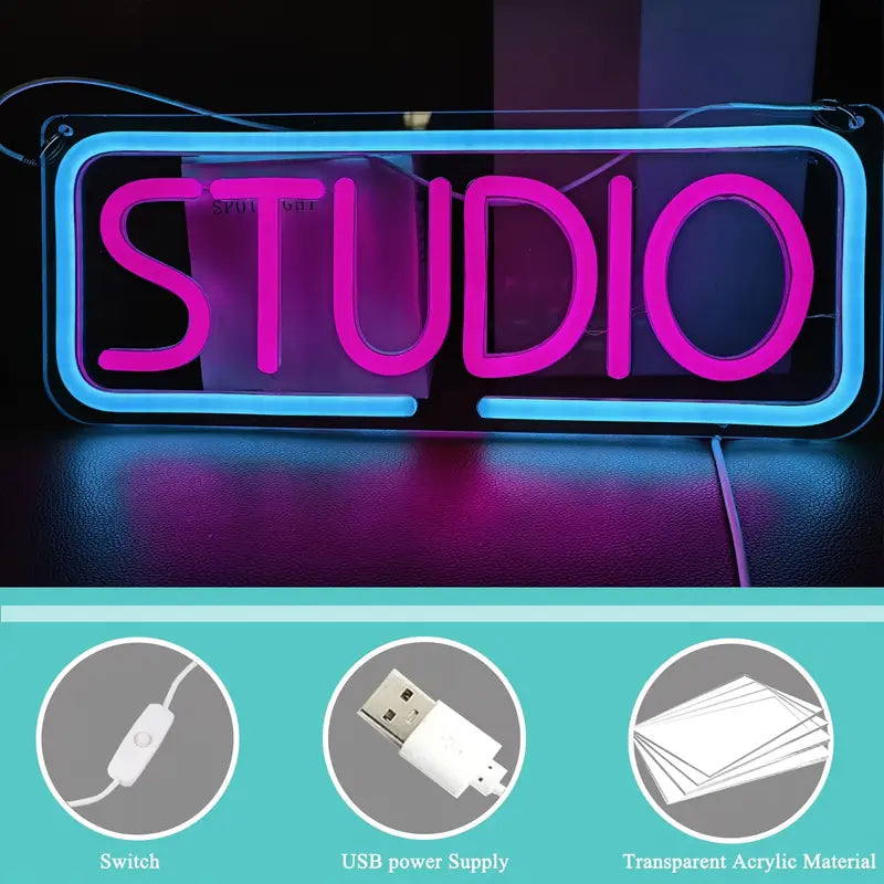 "STUDIO" LED Neon Sign – USB Powered