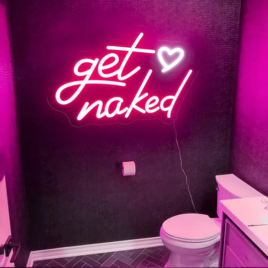 Get Naked LED Neon Sign – USB Powered Wall Decor for Bathrooms, Bars, Weddings & Parties