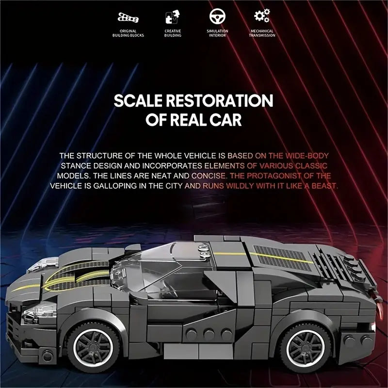Bugatti-Inspired Black Phantom Supercar Building Set