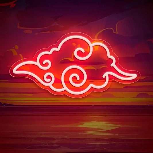 Anime Red Cloud Neon Sign – USB Powered Wall Decor for Gamers & Anime Fans